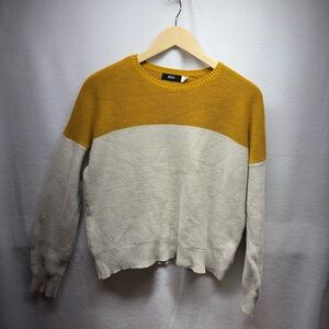 BDG Two‎ Tone Mustard Yellow Gray Striped Knit Sweater Size S